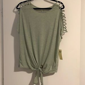 Light green cold shoulder shirt